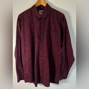 Cinch Shirt Mens L Burgundy Paisley Floral Western Long Sleeve Cotton Denver USA